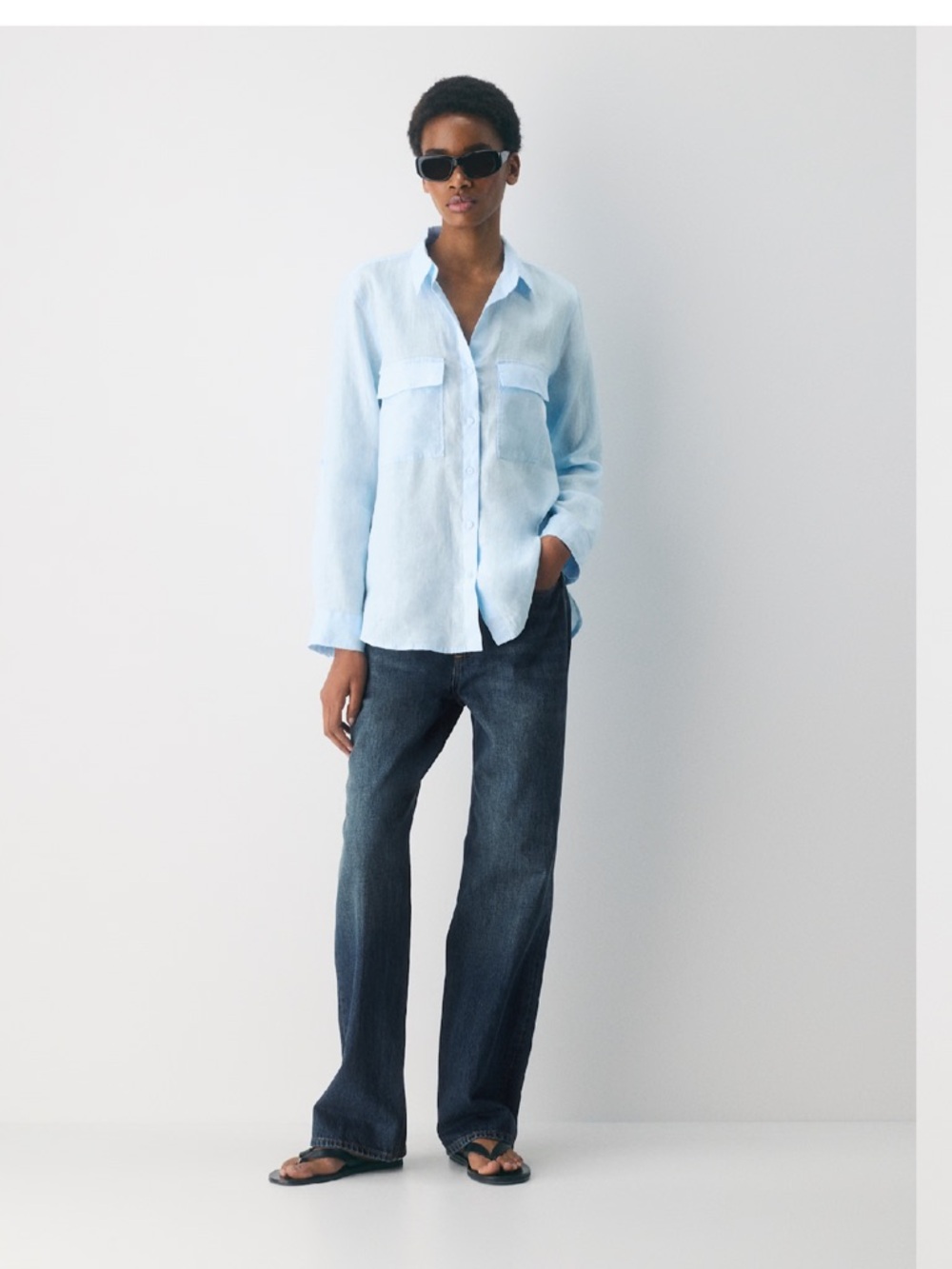 Light Blue Linen utility shirt